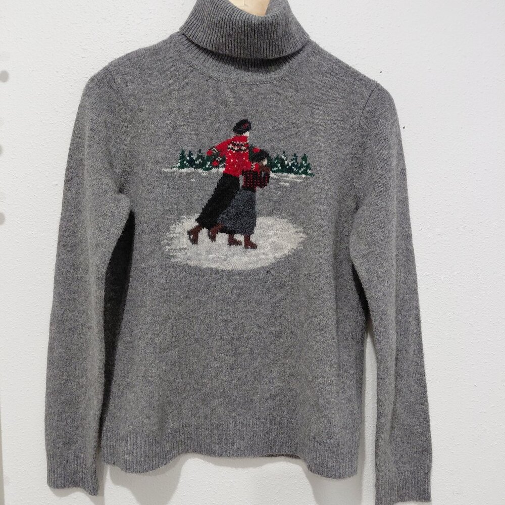 Lauren Ralph Lauren Vintage Gray Lambswool Sled Skater Turtleneck Sweater Small